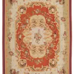 Aubusson Eskitme Bej Pamuk Üzerine Yün El Dokuma Halı-308x426