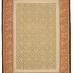 Aubusson Eskitme Kahverengi Pamuk Üzerine Yün El Dokuma Halı-294x416