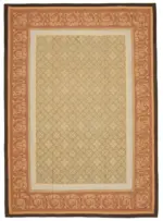 Aubusson Eskitme Kahverengi Pamuk Üzerine Yün El Dokuma Halı-294x416