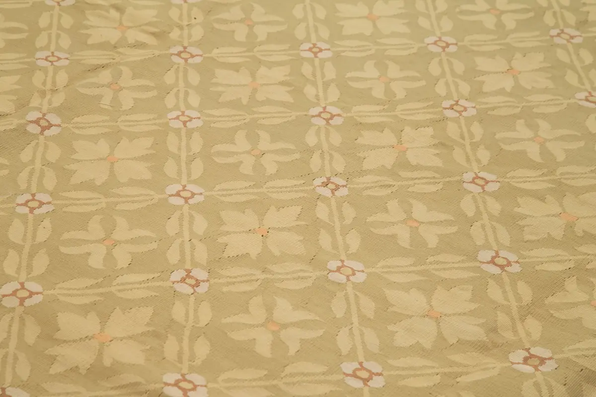 Aubusson Eskitme Kahverengi Pamuk Üzerine Yün El Dokuma Halı-294x416 - Görsel 5