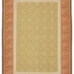 Aubusson Eskitme Kahverengi Pamuk Üzerine Yün El Dokuma Halı-286x427