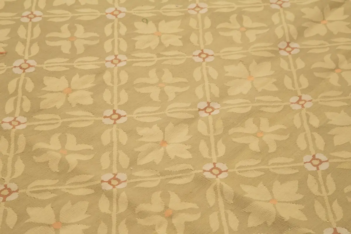 Aubusson Eskitme Kahverengi Pamuk Üzerine Yün El Dokuma Halı-286x427 - Görsel 5