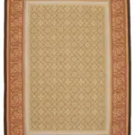 Aubusson Eskitme Kahverengi Pamuk Üzerine Yün El Dokuma Halı-295x422