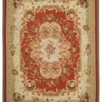 Aubusson Eskitme Bej Pamuk Üzerine Yün El Dokuma Halı-321x426