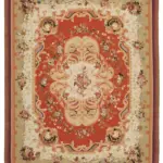 Aubusson Eskitme Bej Pamuk Üzerine Yün El Dokuma Halı-316x408