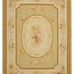 Aubusson Eskitme Bej Pamuk Üzerine Yün El Dokuma Halı-272x366