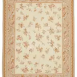 Aubusson Eskitme Bej Pamuk Üzerine Yün El Dokuma Halı-263x353