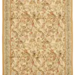 Aubusson Eskitme Bej Pamuk Üzerine Yün El Dokuma Halı-268x370