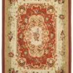 Aubusson Eskitme Bej Pamuk Üzerine Yün El Dokuma Halı-275x364