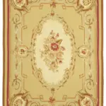 Aubusson Eskitme Sarı Pamuk Üzerine Yün El Dokuma Halı-264x367