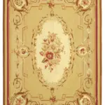 Aubusson Eskitme Sarı Pamuk Üzerine Yün El Dokuma Halı-265x362