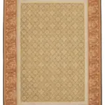 Aubusson Eskitme Kahverengi Pamuk Üzerine Yün El Dokuma Halı-263x361