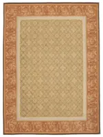 Aubusson Eskitme Kahverengi Pamuk Üzerine Yün El Dokuma Halı-263x361