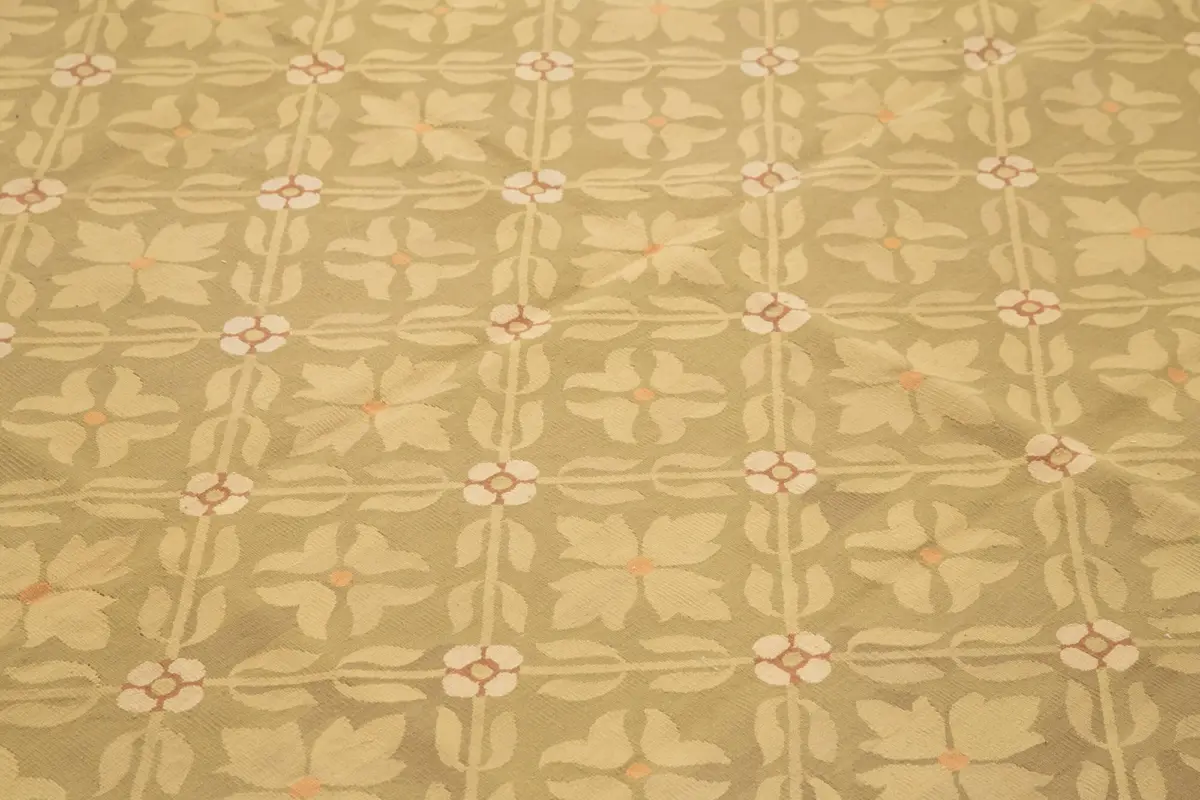 Aubusson Eskitme Kahverengi Pamuk Üzerine Yün El Dokuma Halı-263x361 - Görsel 5