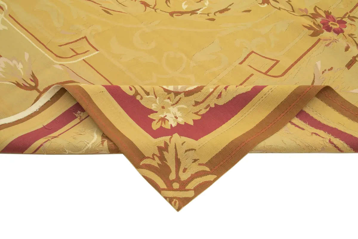 Aubusson Eskitme Sarı Pamuk Üzerine Yün El Dokuma Halı-268x367 - Görsel 6