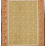 Aubusson Eskitme Kahverengi Pamuk Üzerine Yün El Dokuma Halı-266x364