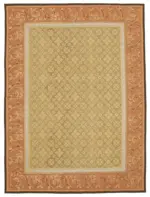 Aubusson Eskitme Kahverengi Pamuk Üzerine Yün El Dokuma Halı-266x364