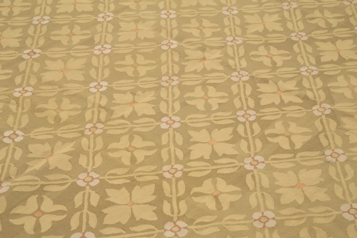 Aubusson Eskitme Kahverengi Pamuk Üzerine Yün El Dokuma Halı-266x364 - Görsel 5