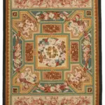 Aubusson Eskitme Bej Pamuk Üzerine Yün El Dokuma Halı-280x369