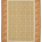 Aubusson Eskitme Kahverengi Pamuk Üzerine Yün El Dokuma Halı-263x362