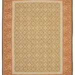 Aubusson Eskitme Bej Pamuk Üzerine Yün El Dokuma Halı-266x356