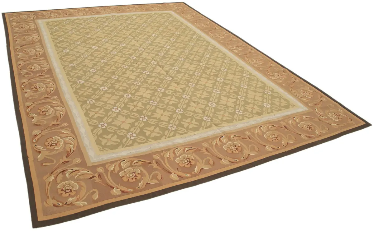 Aubusson Eskitme Bej Pamuk Üzerine Yün El Dokuma Halı-266x356 - Görsel 2