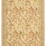 Aubusson Eskitme Sarı Pamuk Üzerine Yün El Dokuma Halı-265x368