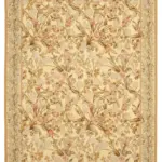 Aubusson Eskitme Bej Pamuk Üzerine Yün El Dokuma Halı-268x368