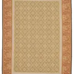 Aubusson Eskitme Kahverengi Pamuk Üzerine Yün El Dokuma Halı-261x366