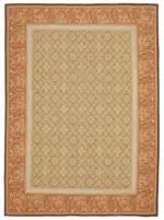 Aubusson Eskitme Kahverengi Pamuk Üzerine Yün El Dokuma Halı-261x366