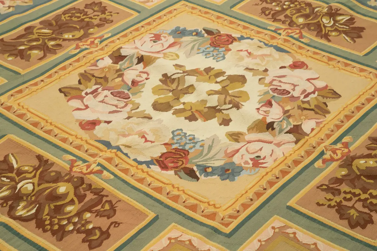 Aubusson Eskitme Bej Pamuk Üzerine Yün El Dokuma Halı-281x361 - Görsel 5