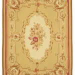 Aubusson Eskitme Bej Pamuk Üzerine Yün El Dokuma Halı-266x361