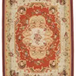 Aubusson Eskitme Bej Pamuk Üzerine Yün El Dokuma Halı-304x424