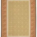 Aubusson Eskitme Kahverengi Pamuk Üzerine Yün El Dokuma Halı-290x421