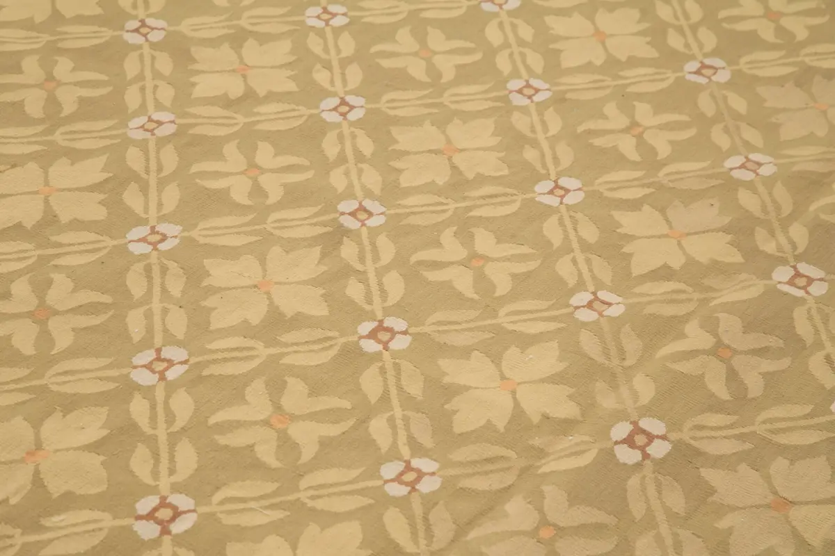 Aubusson Eskitme Kahverengi Pamuk Üzerine Yün El Dokuma Halı-290x421 - Görsel 5