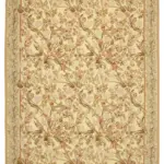 Aubusson Eskitme Bej Pamuk Üzerine Yün El Dokuma Halı-296x433