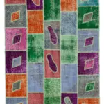 Patchwork Multi Pamuk Üzerine Yün El Dokuma Kilim-164x236