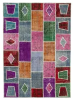 Patchwork Multi Pamuk Üzerine Yün El Dokuma Kilim-165x231