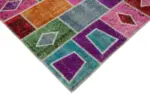 Patchwork Multi Pamuk Üzerine Yün El Dokuma Kilim-165x231 - Görsel 4