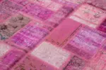 Patchwork Pembe Pamuk Üzerine Yün El Dokuma Kilim-171x238 - Görsel 5