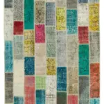 Patchwork Multi Pamuk Üzerine Yün El Dokuma Kilim-160x240