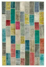 Patchwork Multi Pamuk Üzerine Yün El Dokuma Kilim-160x240