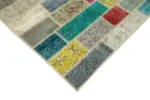 Patchwork Multi Pamuk Üzerine Yün El Dokuma Kilim-160x240 - Görsel 4