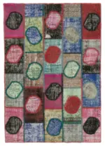 Patchwork Multi Pamuk Üzerine Yün El Dokuma Kilim-140x200