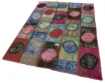 Patchwork Multi Pamuk Üzerine Yün El Dokuma Kilim-140x200 - Görsel 3