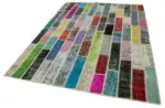 Patchwork Multi Pamuk Üzerine Yün El Dokuma Kilim-179x241 - Görsel 3