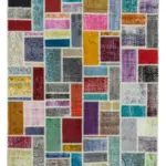 Patchwork Multi Pamuk Üzerine Yün El Dokuma Kilim-175x239