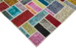 Patchwork Multi Pamuk Üzerine Yün El Dokuma Kilim-175x239 - Görsel 4