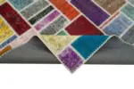 Patchwork Multi Pamuk Üzerine Yün El Dokuma Kilim-175x239 - Görsel 6
