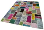 Patchwork Multi Pamuk Üzerine Yün El Dokuma Kilim-173x239 - Görsel 3